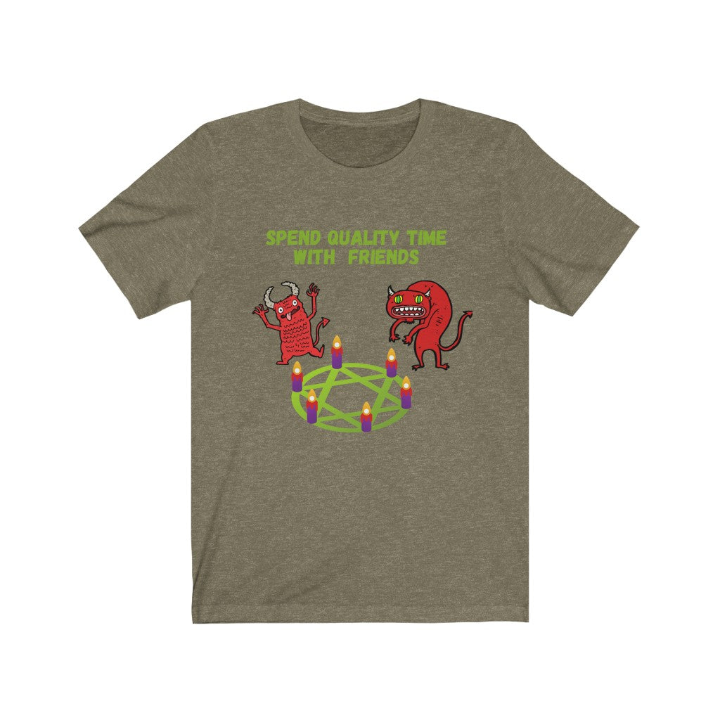 Spend Quality Time With Friends Demon Unisex Jersey Short Sleeve Tee